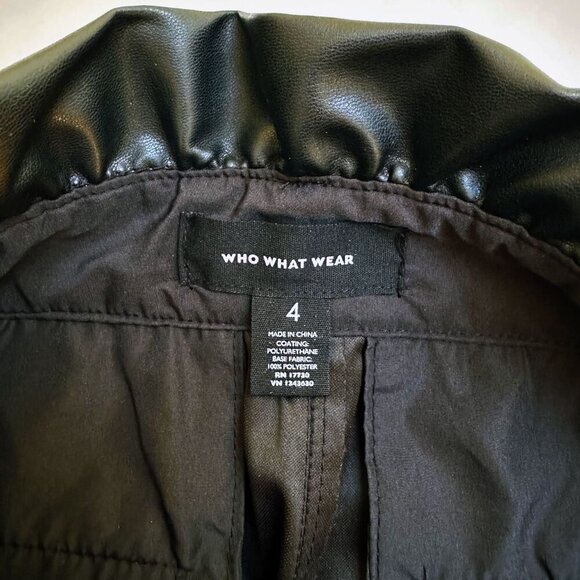 Who What Wear Black Leather Cargo Paperbag Pants 4 Cyberpunk Y2K 90s Grunge Goth - Picture 4 of 5